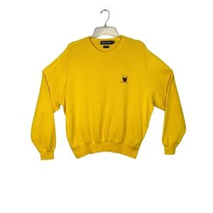 VINTAGE POLO GOLF Ralph Lauren Bright Yellow Crewneck Sweater Heritage Crest, XL